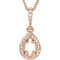 Collier semi-serti en or rose 14 carats avec diamants naturels en forme de poire de 6 x 4 mm (0,06 carat au total).