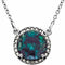 Collier de 40 cm (16 pouces) en or blanc 14 carats, orné d'une alexandrite de laboratoire de 8 mm et de diamants naturels (0,05 carat au total).