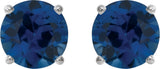 14K White Gold 5 mm Lab-Grown Blue Sapphire Earrings