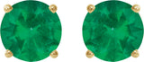 14K Yellow Gold 5 mm Lab-Grown Emerald Earrings