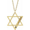 Collier personnalisé en argent sterling plaqué or jaune 14 carats avec étoile de David et saphir bleu d'imitation, 45,7 cm (18 pouces).