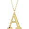 Collier en or jaune 14 carats avec initiale A en améthyste d'imitation gravable, 45,7 cm (18 pouces).