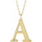 Collier en or jaune 10 carats avec initiale A en imitation aigue-marine gravable, 45,7 cm (18 pouces).