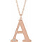Collier en argent sterling plaqué or rose 14 carats avec initiale A en diamant d'imitation gravable, 45,7 cm (18 pouces).