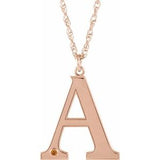 Collier en or rose 14 carats avec imitation citrine gravable initiale A, 45,7 cm (18 pouces)