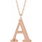 Collier en argent sterling plaqué or rose 14 carats avec initiale A en citrine imitation gravable, 45,7 cm (18 pouces).