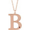 Collier en argent sterling plaqué or rose 14 carats avec initiale B en grenat imitation Mozambique, 45,7 cm (18 pouces).