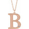 Collier en argent sterling plaqué or rose 14 carats avec initiale B en imitation aigue-marine gravable, 45,7 cm (18 pouces).
