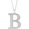 Collier en argent sterling rhodié avec initiale B en imitation diamant, 45,7 cm (18 pouces), personnalisable.