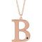 Collier en or rose 14 carats avec initiale B en saphir bleu d'imitation gravable, 45,7 cm (18 pouces).