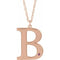 Collier en argent sterling plaqué or rose 14 carats avec initiale B en tourmaline rose artificielle gravable, 45,7 cm (18 pouces).