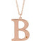 Collier en or rose 14 carats avec imitation citrine gravable initiale B, 45,7 cm (18 pouces).