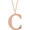 Collier en argent sterling plaqué or rose 14 carats avec initiale C en améthyste d'imitation gravable, 45,7 cm (18 pouces).