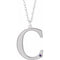 Collier en argent sterling rhodié avec initiale C en améthyste d'imitation gravable, 45,7 cm (18 pouces).
