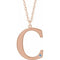 Collier en argent sterling plaqué or rose 14 carats avec initiale C en imitation aigue-marine gravable, 45,7 cm (18 pouces).