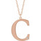 Collier en argent sterling plaqué or rose 14 carats avec initiale C en diamant d'imitation gravable, 45,7 cm (18 pouces).