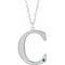 Collier en argent sterling rhodié avec initiale C en émeraude d'imitation gravable, 45,7 cm (18 pouces).