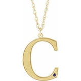 Collier en or jaune 14 carats avec initiale C en imitation alexandrite gravable, 45,7 cm (18 pouces).