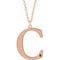 Collier en or rose 14 carats avec initiale C en péridot d'imitation gravable, 45,7 cm (18 pouces).