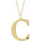 Collier en argent sterling plaqué or jaune 14 carats avec initiale C en saphir bleu d'imitation gravable, 45,7 cm (18 pouces).