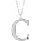 Collier en argent sterling rhodié avec initiale C en saphir bleu synthétique imitation, 45,7 cm (18 pouces).