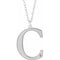 Collier 18 pouces en or blanc 10 carats avec initiale C en tourmaline rose d'imitation gravable et 18 pouces
