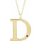 Collier en or jaune 14 carats avec grenat imitation Mozambique gravable, initiale D, 45,7 cm (18 pouces).
