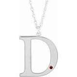 Collier en or blanc 10 carats avec grenat imitation Mozambique personnalisable et initiale D, 45,7 cm (18 pouces).