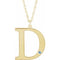 Collier en or jaune 10 carats avec initiale D en imitation aigue-marine gravable, 45,7 cm (18 pouces).