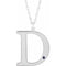 Collier en or blanc 14 carats avec initiale D en imitation alexandrite gravable, 45,7 cm (18 pouces).