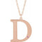 Collier en argent sterling plaqué or rose 14 carats avec initiale D en tourmaline rose artificielle gravable, 45,7 cm (18 pouces).