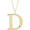 Collier en argent sterling plaqué or jaune 14 carats avec initiale D en tourmaline rose d'imitation gravable, 45,7 cm (18 pouces).
