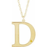Collier en argent sterling plaqué or jaune 14 carats avec initiale D en citrine imitation gravable, 45,7 cm (18 pouces).