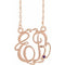 Collier monogramme en argent sterling plaqué or rose 14 carats, 20 mm, imitation améthyste, écriture cursive, 45,7 cm (18 pouces).