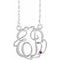 Collier monogramme écriture cursive en améthyste imitation blanche 14 carats, 20 mm, initiales (45,7 cm)