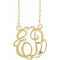 Collier de 45,7 cm (18 pouces) en argent sterling plaqué or jaune 14 carats, orné d'un monogramme manuscrit en imitation aigue-marine et de deux initiales (20 mm).