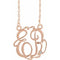 Collier monogramme 18 pouces (45,7 cm) en or rose 14 carats, diamants naturels de 0,02 carat, 2 initiales, 20 mm de longueur, 20 mm de diamètre.