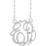 Collier monogramme en argent sterling rhodié, 20 mm, 2 initiales, diamants naturels de 0,02 carat, 45,7 cm (18 pouces).