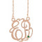 Collier en argent sterling plaqué or rose 14 carats, 20 mm, monogramme imitation émeraude, initiales, 45,7 cm (18 pouces).