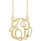 Collier monogramme écriture cursive en péridot imitation jaune 10K, 20 mm, 2 initiales, 45,7 cm (18 pouces)