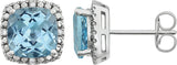 Boucles d'oreilles coussin à 4 griffes style halo