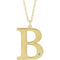 Collier 18 pouces en or jaune 10 carats avec initiale B en zircon bleu imitation gravable