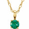 Collier solitaire jeune orné d'une émeraude d'imitation jaune 14 carats de 3 mm et d'un diamant de 35,5 cm (14 pouces).