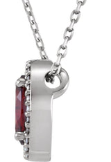 14K White Gold Natural Mozambique Garnet & .05 CTW Natural Diamond 16" Necklace