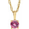 Collier solitaire pour jeune fille en or jaune 14 carats avec tourmaline rose d'imitation de 3 mm (14 pouces), 35,5 cm (14 pouces).