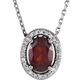 Collier de 40 cm (16 pouces) en or 14 carats, serti d'un grenat naturel blanc du Mozambique et de diamants naturels (0,05 carat au total).