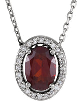 14K White Gold Natural Mozambique Garnet & .05 CTW Natural Diamond 16" Necklace