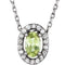 Collier de 40 cm (16 pouces) en or 14 carats avec péridot blanc naturel et diamants naturels (0,04 carat au total).