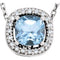 Collier de 40 cm (16 pouces) en or blanc 14 carats, topaze bleu ciel naturelle et diamants naturels (0,04 carat au total).