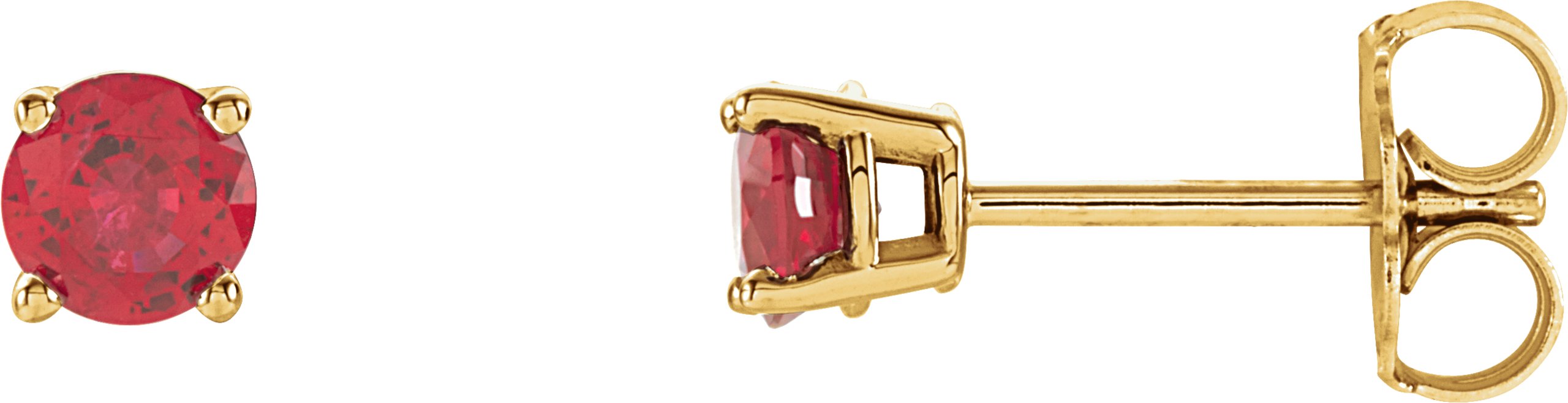 14K Yellow Gold 4 mm Lab-Grown Ruby Earrings